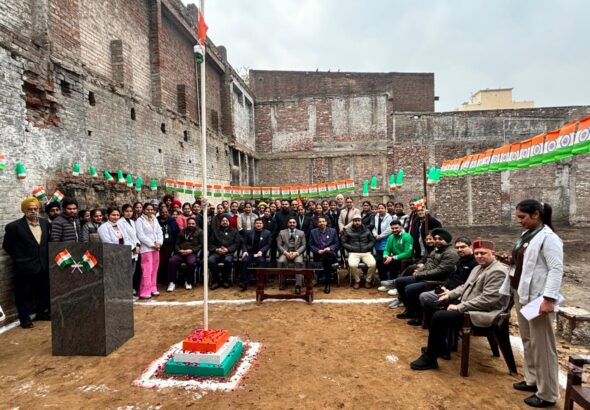Dr. Rishab Arora, Director doing flag hoisting ceremony